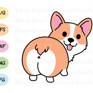 Corgi Butt SVG layered cut file Kawaii corgi dog vector Funny corgi cutting file Pembroke Welsh corgi Silhouette Cricut Design T-shirt vinyl