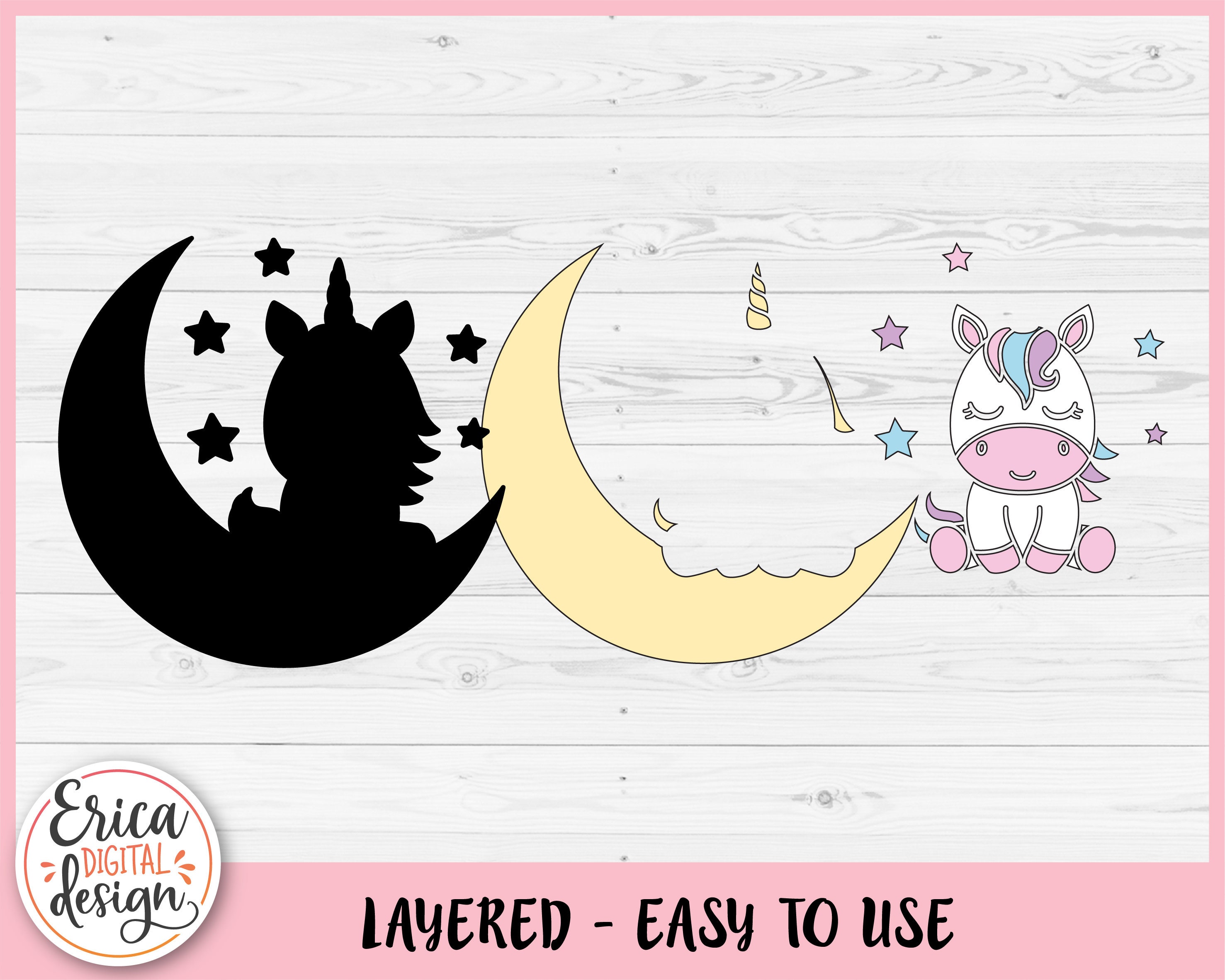 Baby Unicorn Layered SVG Cut File for Cricut Silhouette Cute Magical ...