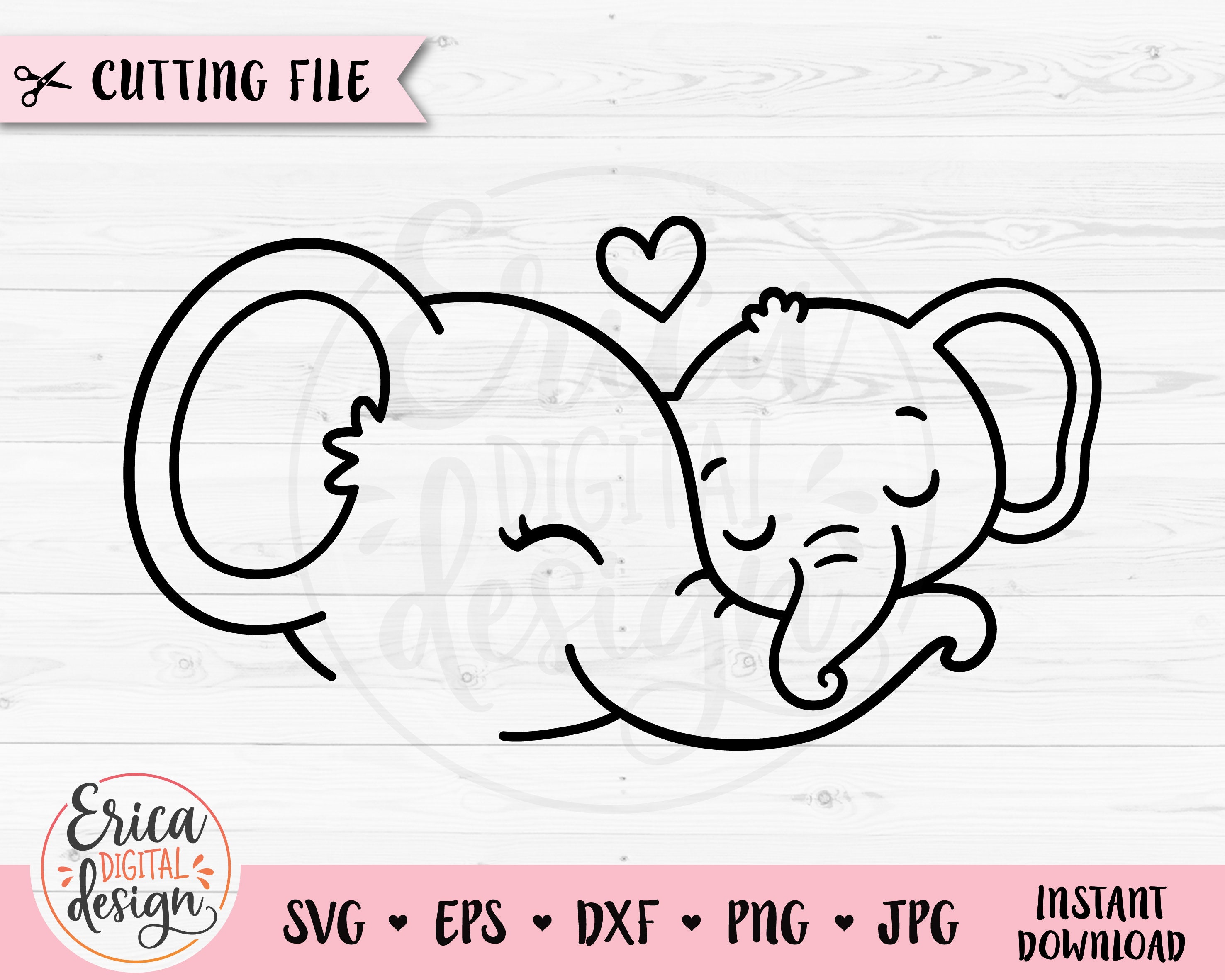 Mom Baby Elephant SVG Sweet Mama Elephant Outline cut file | Etsy