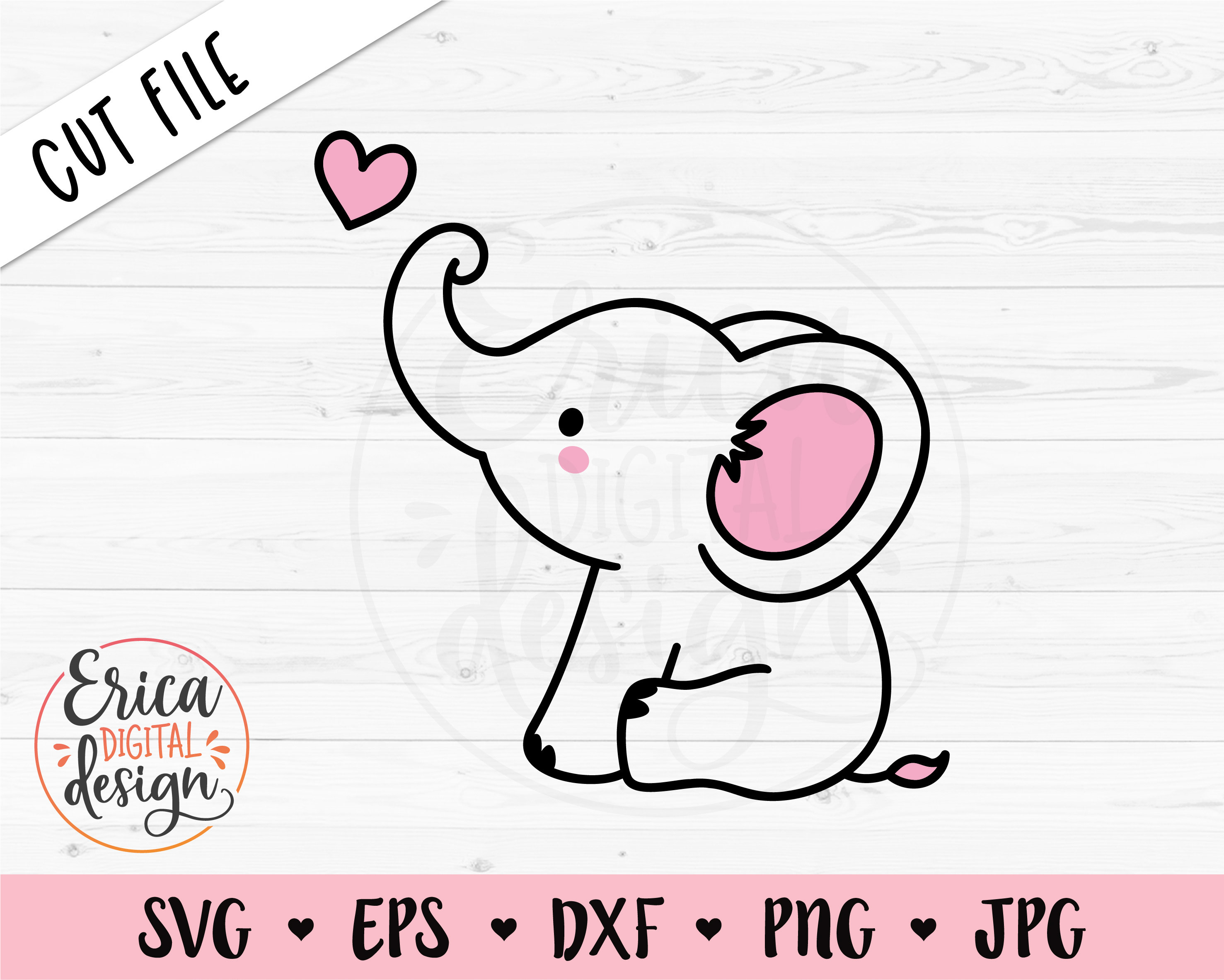 Baby Elephant Outline SVG Cute Sweet Elephant Cut File Baby - Etsy