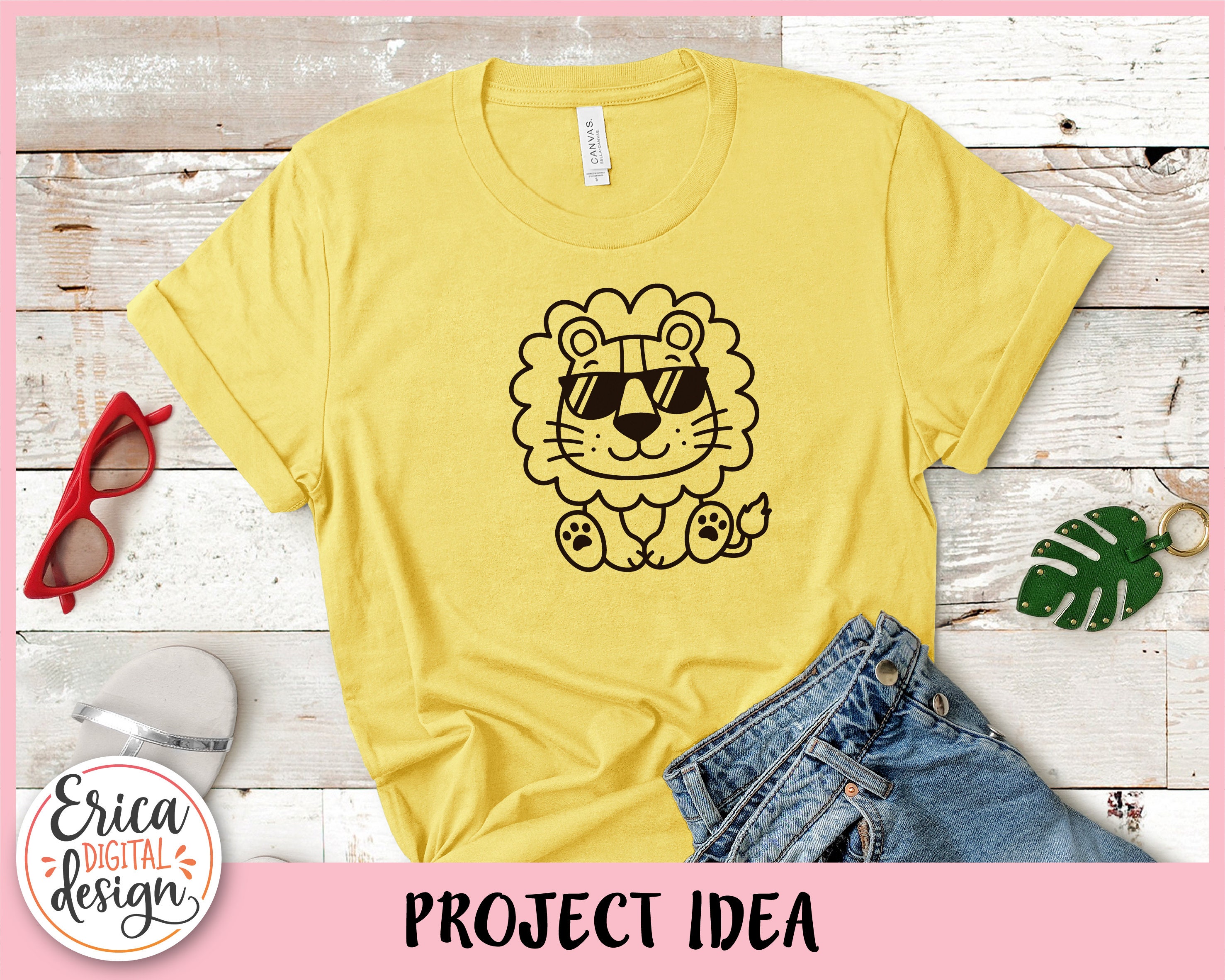 Cute Lion With Sunglasses Outline SVG Cut File for Cricut Silhouette ...