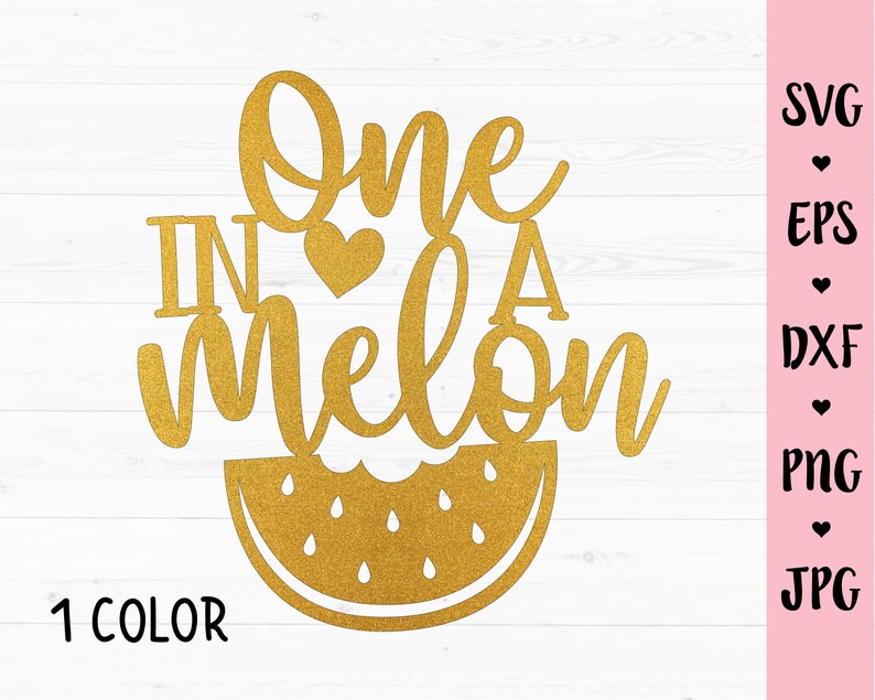 Download Clip Art One In A Melon Cake Topper Svg First Birthday Cut File 1st Birthday Party Decor 1 Year Old Baby Girl Mom Silhouette Cricut Cardboard Wood Art Collectibles
