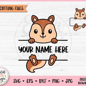 Eichhörnchen Name Rahmen geschichtet SVG Datei Cricut Silhouette niedlich Eichhörnchen Split Monogramm Schüler Name Klassenzimmer Label Wald Baby Tier