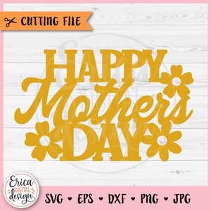 Glückliche Mutter Tag Cake Topper SVG schneiden Datei für Cricut Silhouette Mama Mama Cupcake Topper Beste Mama Mum Dekor Laser Gravur Glowforge