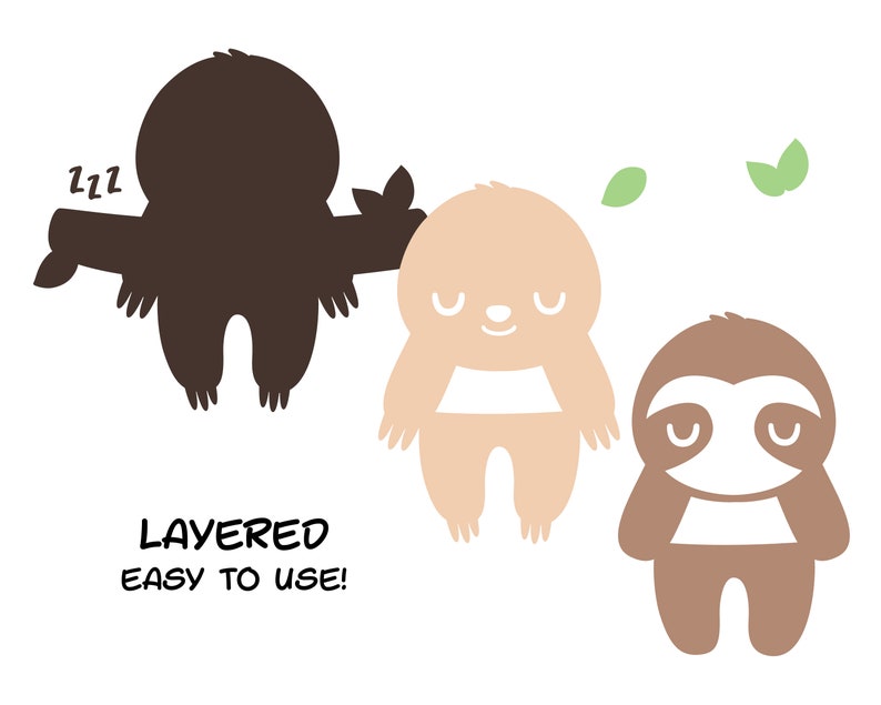 Download Baby sleeping sloth layered SVG Cute hanging sloth cut ...