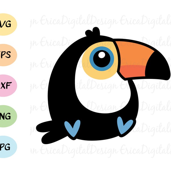 Toucan layered SVG cutting file Cute baby toucan cut file Tropical bird parrot cuttable vector EPS DXF Silhouette Cricut Vinyl Summer Party