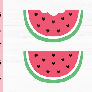 Watermeloen SVG Watermelon slice cut file Schattig fruit Gebeten Watermeloen met harten Zomer liefde Meloen Silhouet Cricut Vinyl Iron op shirt