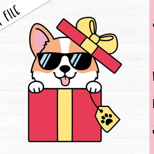 Christmas Corgi SVG Christmas gift cut file Funny Corgi dog Cute puppy Kids Boy Girl Holidays shirt bodysuit Silhouette Cricut Vinyl Iron on