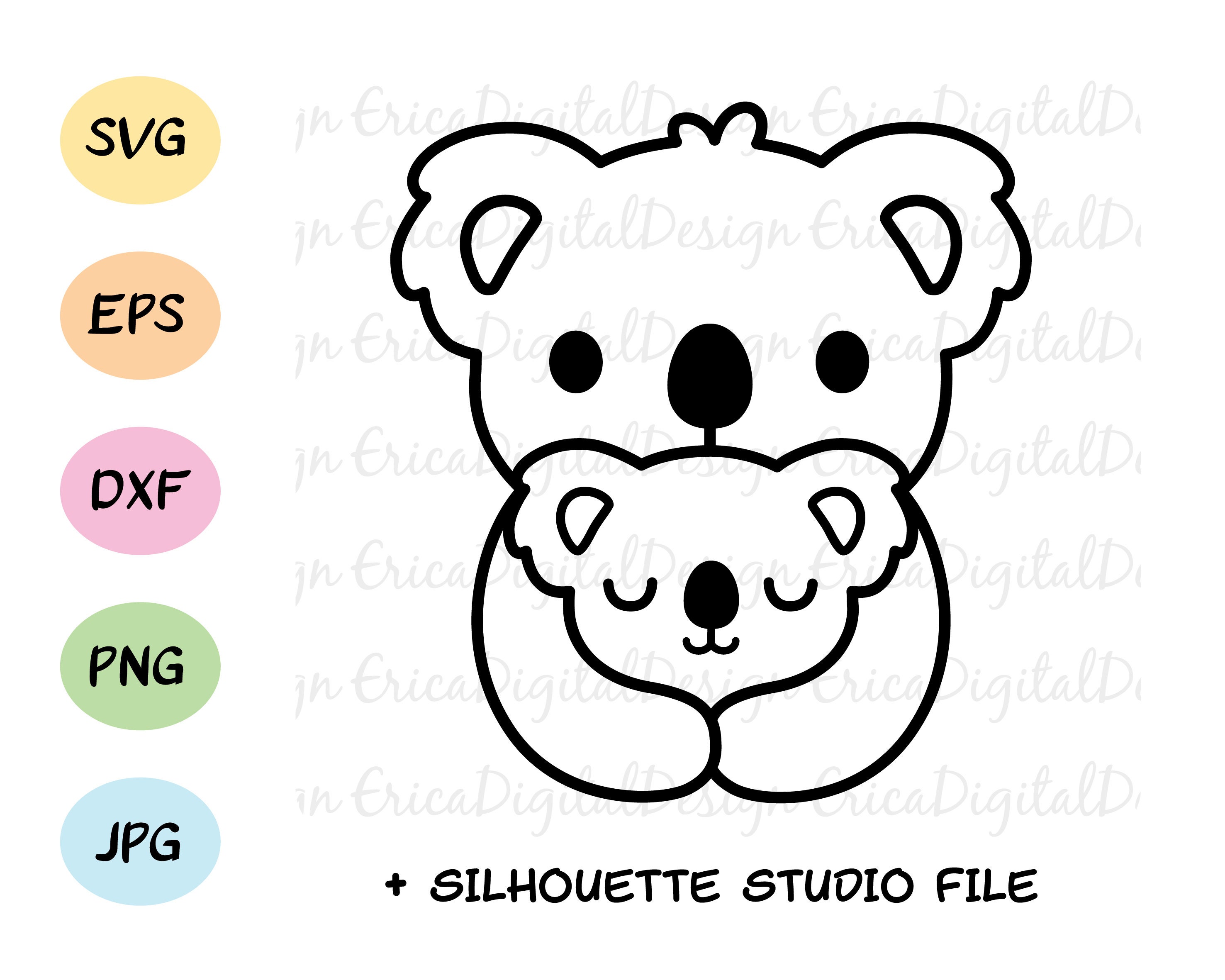 Download Mama and baby koala outline SVG Koalas cutting file Love ...