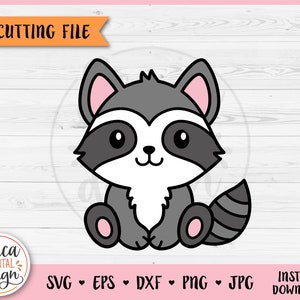 Niedliche Waschbär geschichteten SVG geschnitten Datei für Cricut Silhouette Baby Wald Wald Tier Clipart PNG Kleinkind Shirt Baby Shower Body Vinyl