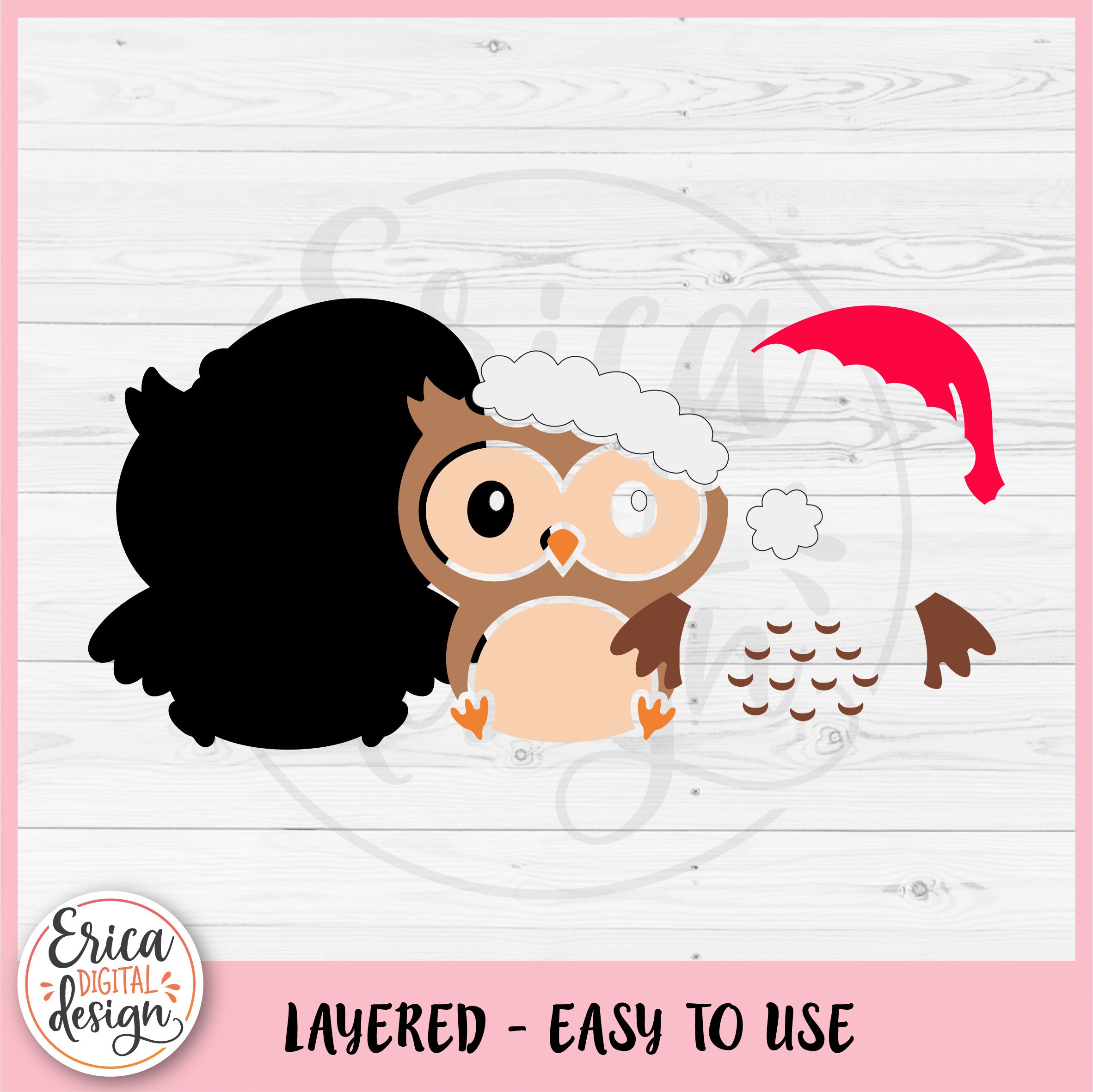 Christmas Owl SVG Cute Owl Layered Cut File Cricut Silhouette Owl With ...