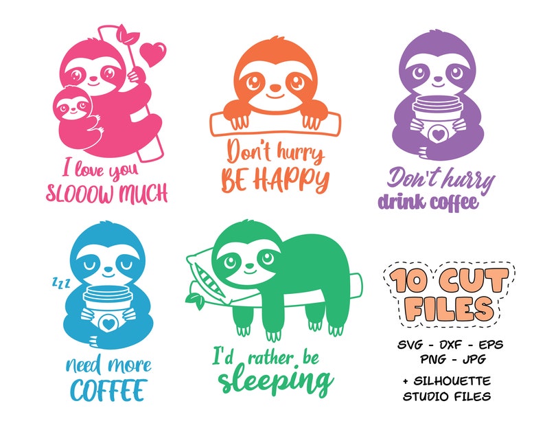 Download Cute sloth SVG Bundle Cutting file Kawaii baby sloth cut ...