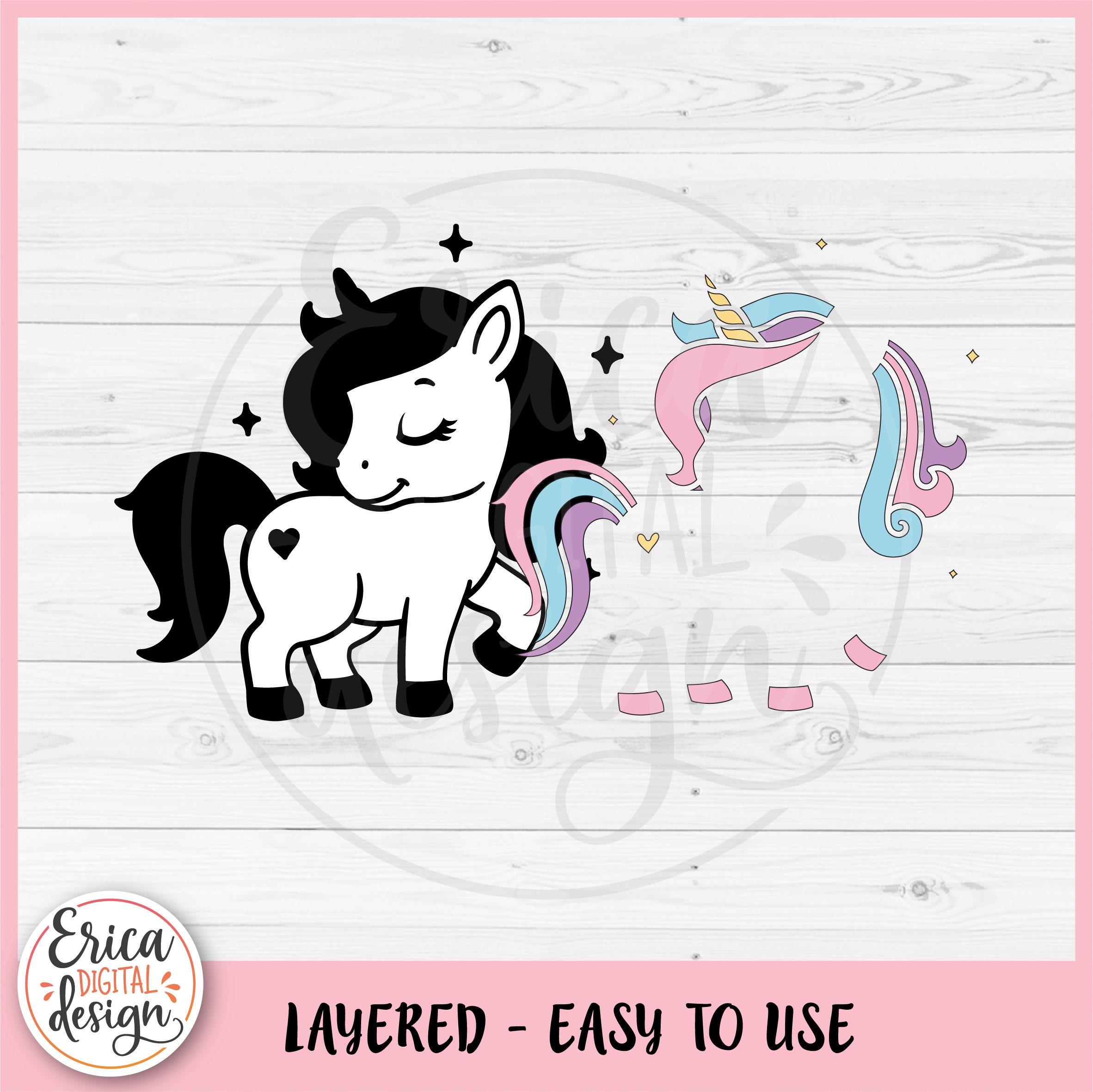Unicorn Layered SVG Cute Baby Unicorn Cut File Cricut Silhouette Kawaii ...