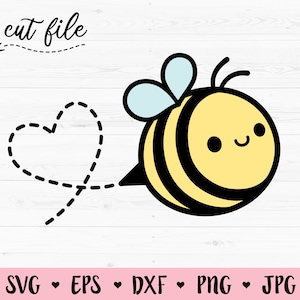 Bee SVG Archivo de corte en capas Lindo archivo de corte de abeja Kawaii Honeybee Animal Craft archivo DXF Silueta Cricut Diy Vinilo calcomanías bebé body camisa