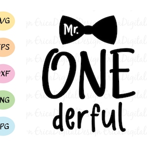 M. One derful SVG coupé fichier Wonderful boy Premier anniversaire de coupe 1er anniversaire partie Citation Silhouette Cricut Vinyl Baby Bodysuit Shirt Laser