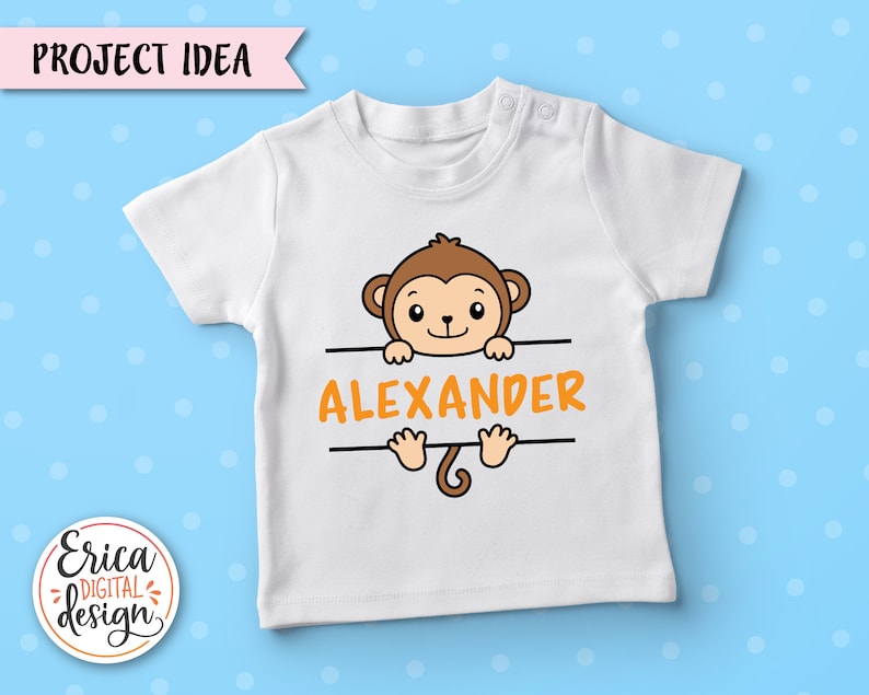 Safari Tier Namen Rahmen SVG Schnittdatei Cricut Silhouette Split Monogramm Student Namensschild Schule Klassenzimmer Label Kinder Baby Lehrer Dschungel Zoo Bild 5