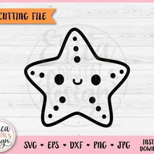 Süßer Seestern Umriss SVG geschnittene Datei für Cricut Meer Tier Kreatur Marine Meereswelt Ozean Tropischer Strand Sommer Eisen auf Vinyl Lasergravur