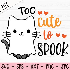 怖がらせるには可愛すぎるSVGハロウィンカットファイルハロウィン黒猫かわいい幽霊キッズベビー男の子女の子シャツボディスーツシルエットクリカットビニールアイロン接着