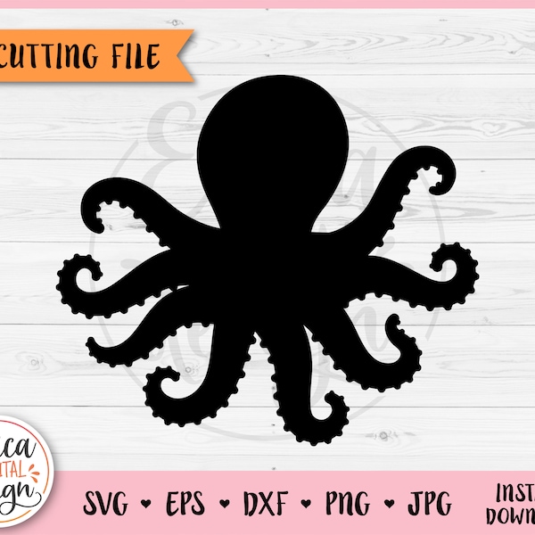 Octopus SVG cut file for Cricut Silhouette Sea animal Underwater creature Kraken Seaworld Ocean Beach Summer Iron on Vinyl Laser Engraving
