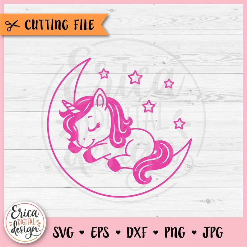 Baby Unicorn SVG Cute Unicorn Moon Cut File for Cricut Silhouette ...
