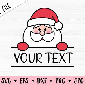 Santa Claus SVG Christmas cut file Santa Claus face Text Bar Name Label Frame Monogram Cute Baby Kids Xmas Shirt Silhouette Cricut Vinyl