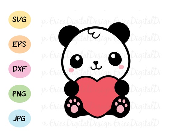 Kawaii Cute Panda With Heart Art Print