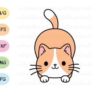Cute cat layered SVG cut file Kawaii orange cat cutting file Kitty Kitten vector Funny animal clipart Silhouette Cricut Vinyl Baby Bodysuit