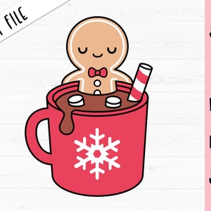 Gingerbread man SVG Funny Christmas cut file Cute Hot Chocolate cup Xmas Shirt Kids design Winter Holidays Silhouette Cricut Vinyl Iron on