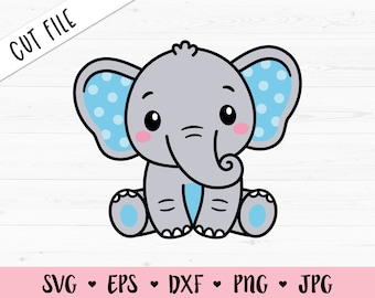Baby Elephant SVG Cute Elephant Boy cut file Sweet Elephant Baby Shower Girl Boy Shirt Baby Bodysuit Kawaii Animal Silhouette Cricut Vinyl