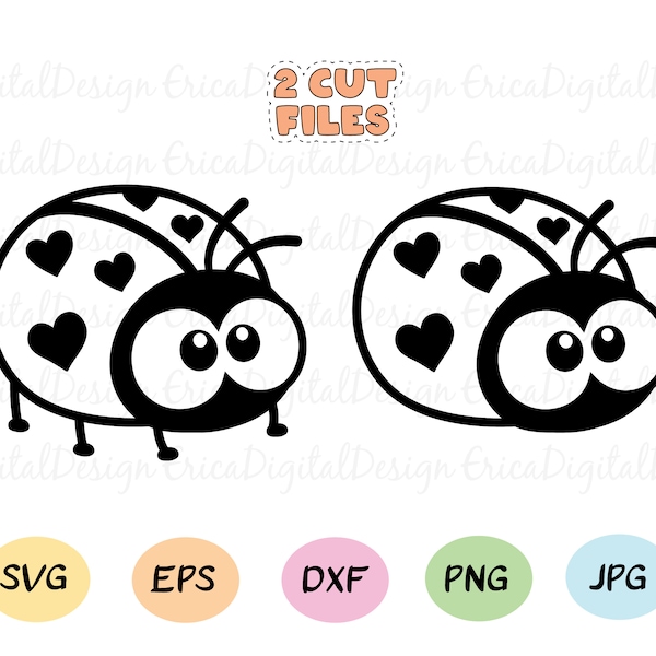 Ladybug SVG Baby ladybug cut file Love bug cutting file Funny Lady bug Hearts Beatle Animal Nature Spring Summer Silhouette Cricut Vinyl