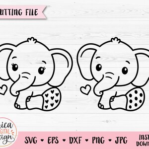 Bébé Éléphant Couche SVG Garçon Fille Éléphant Baby Shower Bodysuit Chemise Sweet Animal Kid Toddler Silhouette Cricut Vinyle Décalcomanie Laser Gravure
