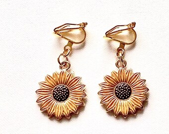 Ohrclips "Sonnenblumen"Ohrschmuck Clips für Frauen und für Mädchen ab 3 Jahren Mädchenschmuck