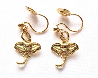18 K Echtgold vergoldete Elefanten-Ohrclips Ohrringe ohne Ohrloch für Erwachsene Ohrschmuck Unisex