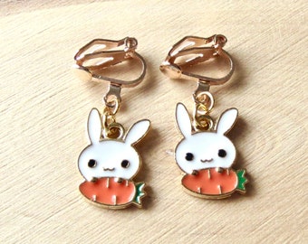 Children's ear clips "sweet bunnies" earrings children's jewelry girls' jewelry gift idea