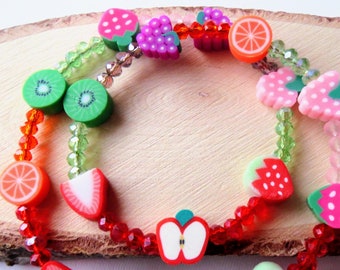 Mädchenkette Kinderkette "Früchte" Kinderschmuck Mädchenschmuck Halskette mit Perlen Geschenkidee Geburtstag