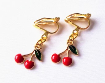 Children's ear clips "sweet cherries" earrings ear clips children's jewelry girls' jewelry gift idea birthday