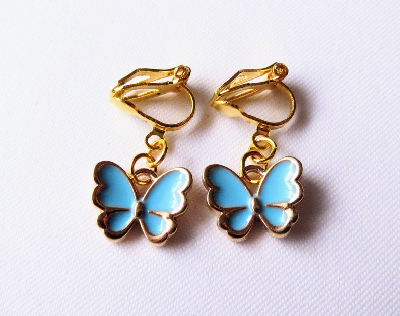 Clip-on earrings butterflies earrings children's jewelry girls' jewelry enamel butterflies gift idea image 3