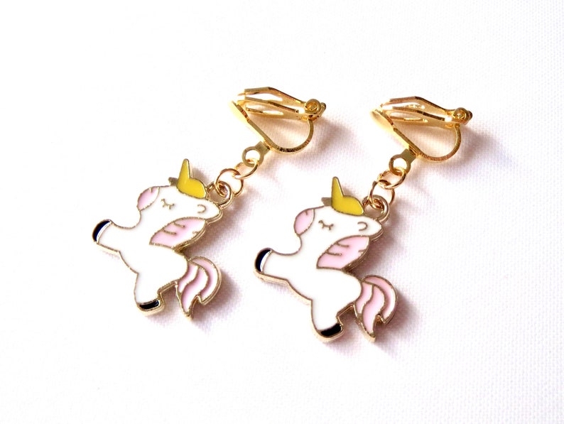 Ohrclips Einhorn Ohrschmuck Kinderschmuck Mädchenschmuck Geschenkidee Geburtstag Bild 4