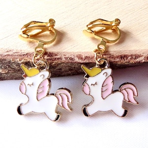 Ohrclips Einhorn Ohrschmuck Kinderschmuck Mädchenschmuck Geschenkidee Geburtstag Bild 1