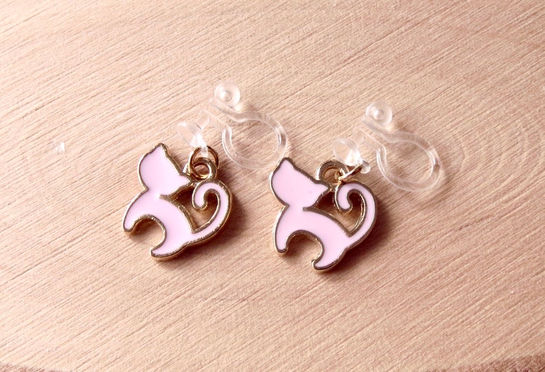 Schmerzfrei unsichtbar mini Kätzchen Ohrclips Ohrringe ohne Ohrloch Ohrklemmer minimalistisch Ohrschmuck Kinderschmuck ab 3 Jahren Unisex Bild 4