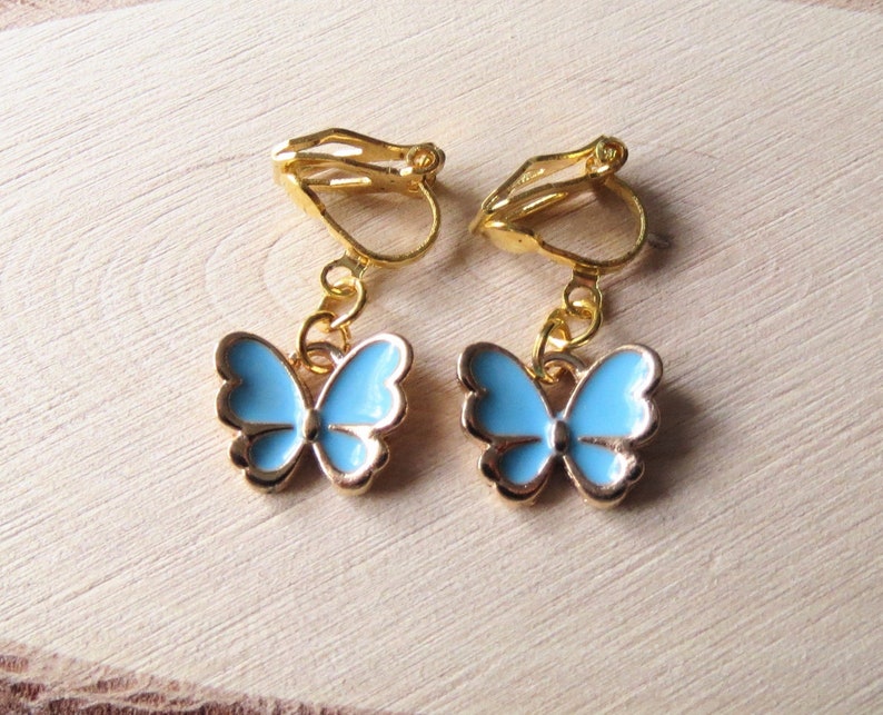 Clip-on earrings butterflies earrings children's jewelry girls' jewelry enamel butterflies gift idea image 2