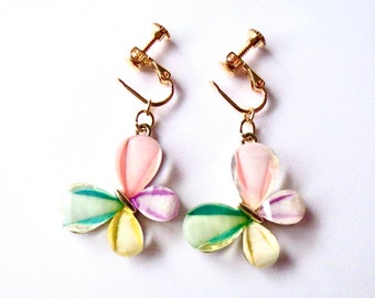 Clip-on earrings "butterflies in pastel colors" earrings for women and girls girls' jewelry gift idea birthday souvenir