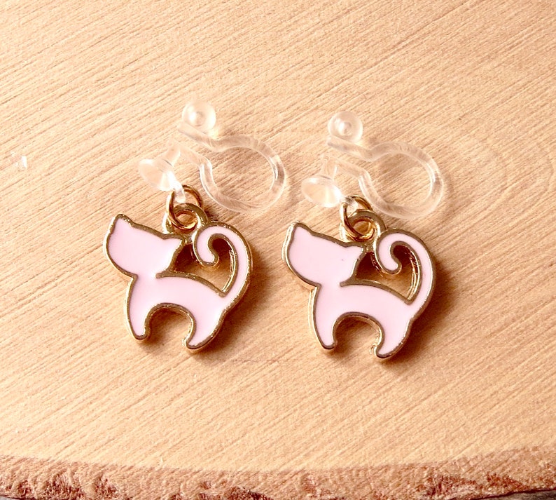 Schmerzfrei unsichtbar mini Kätzchen Ohrclips Ohrringe ohne Ohrloch Ohrklemmer minimalistisch Ohrschmuck Kinderschmuck ab 3 Jahren Unisex Bild 2