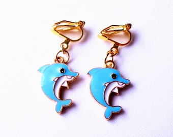 Ear clips / earrings "Dolphins" earrings children's jewelry girls and women's jewelry gift idea birthday baby shower souvenir