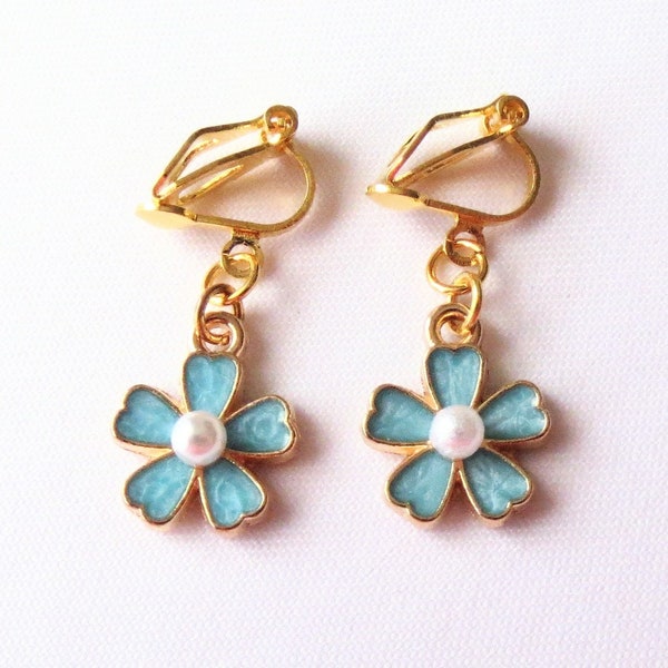 Clip-on earrings "flowers" earrings children's jewelry girls' jewelry gift birthday