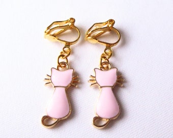 Clip-on earrings "pink kitten" earrings girls' jewelry children's jewelry gift idea birthday