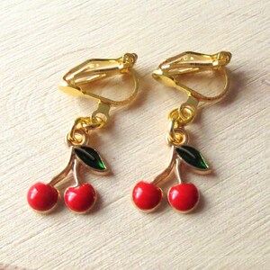 Children's ear clips sweet cherries earrings ear clips children's jewelry girls' jewelry gift idea birthday image 4