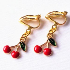 Children's ear clips sweet cherries earrings ear clips children's jewelry girls' jewelry gift idea birthday image 6