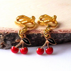 Children's ear clips sweet cherries earrings ear clips children's jewelry girls' jewelry gift idea birthday image 7