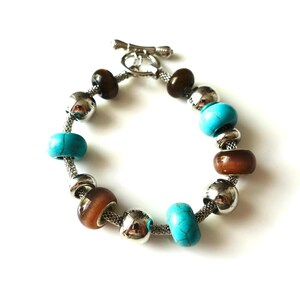 Armband mit großen Perlen und Knebelverschluss Bettelarmband Perlenarmband Unisex Boho&Hippie